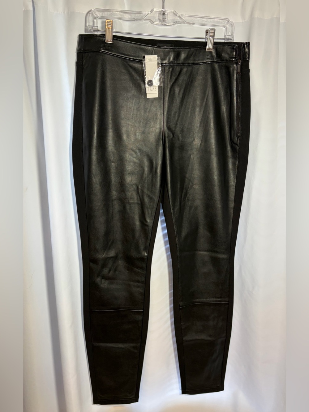 NWT WHITE HOUSE BLACK MARKET-The Legging Black Vegan Leather Front Pants Sz 10